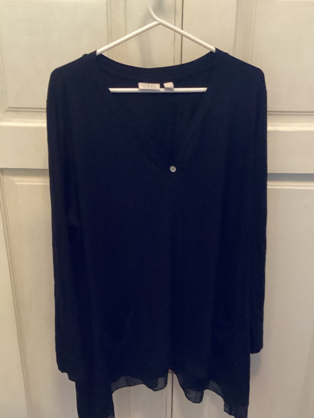 Black V-Neck Long-Sleeve Tunic Top by LOGO